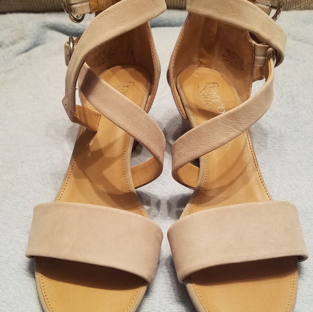 Taupe wedge ankle stap sandles Franco Sarto